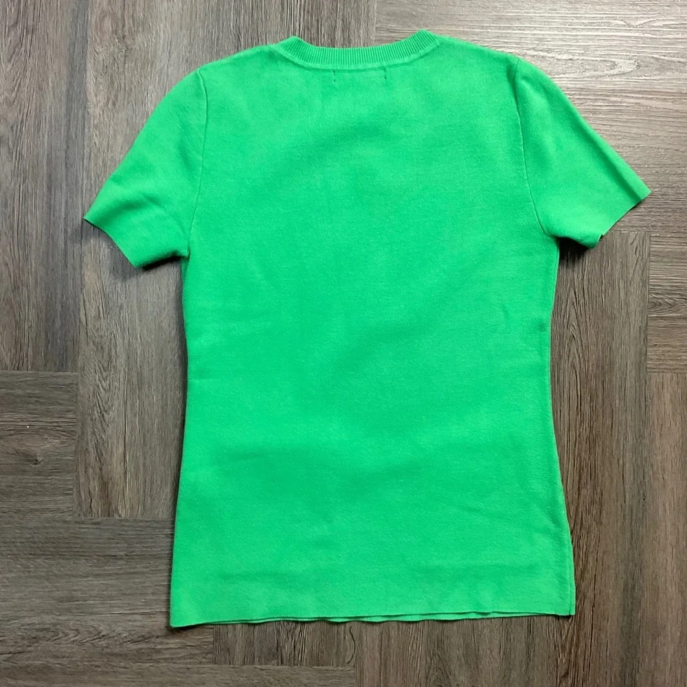 Banana Republic Sweater Womens XS Kelly Green Milano Stitch‎ Short Sleeve Preppy